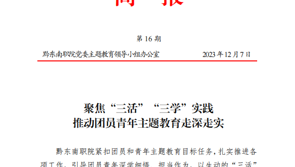 (第16期)聚焦“三活”三学”实践   推动团员青年主题教育走深走实